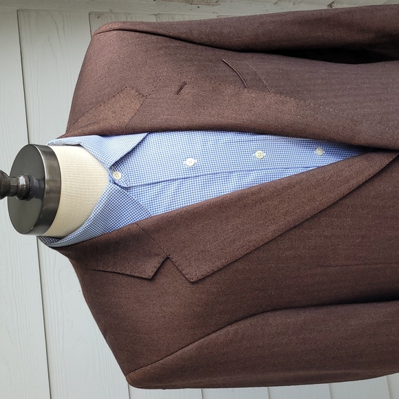 JACK VICTOR Dark Brown Herringbone PURE CASHMERE Sz 44‎ L Mens Sport Coat Blazer - Picture 2 of 8